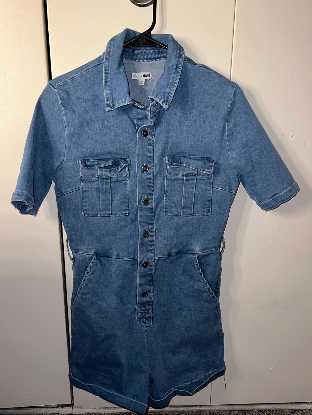Blue Denim Short-Sleeve Romper!!